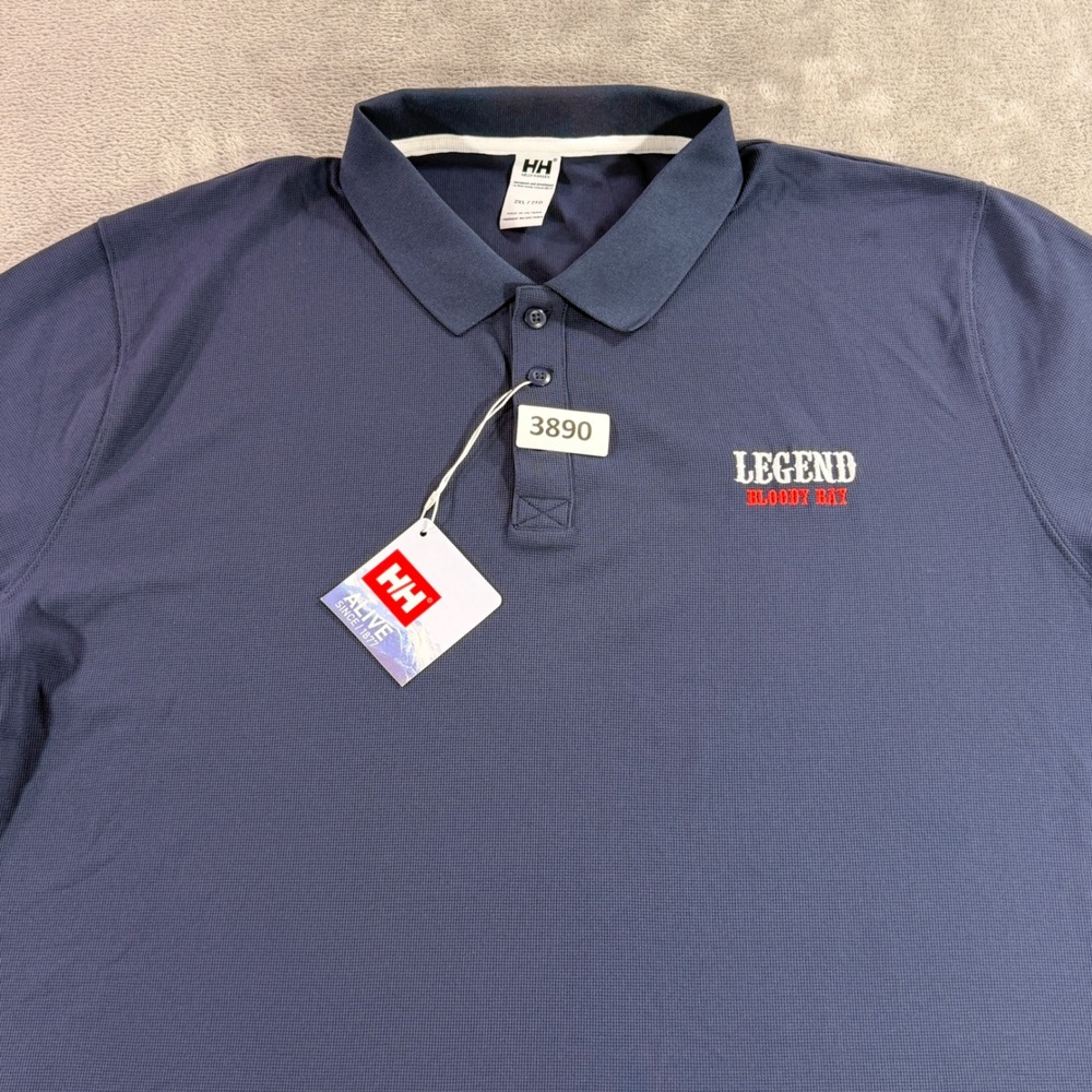 Helly Hansen Polo Mens 2XL Navy Riftline UPF 50 Relaxed Fit Legend Bloody Bay
